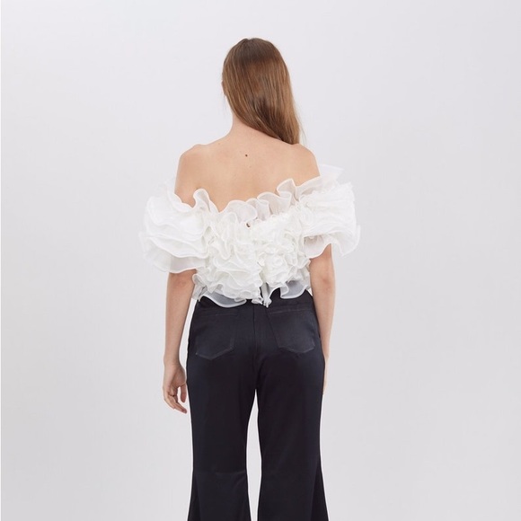 White ruffle off-the-shoulder organza top from SGinstar on Etsy - Picture 3 of 6